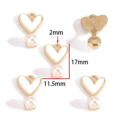 5PCS Colorful Heart With Drop Charm for Jewelry Making Findings