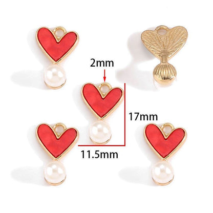 5PCS Colorful Heart With Drop Charm for Jewelry Making Findings