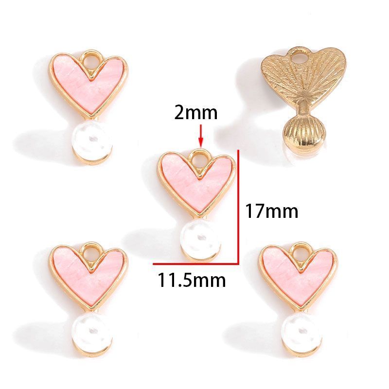 5PCS Colorful Heart With Drop Charm for Jewelry Making Findings