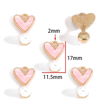 5PCS Colorful Heart With Drop Charm for Jewelry Making Findings