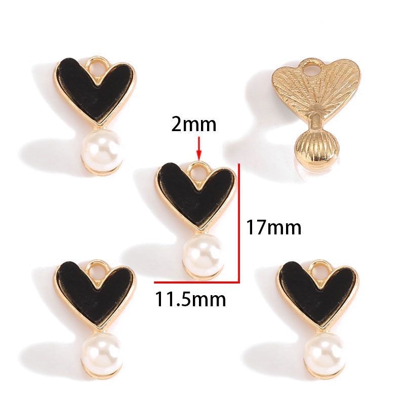 5PCS Colorful Heart With Drop Charm for Jewelry Making Findings