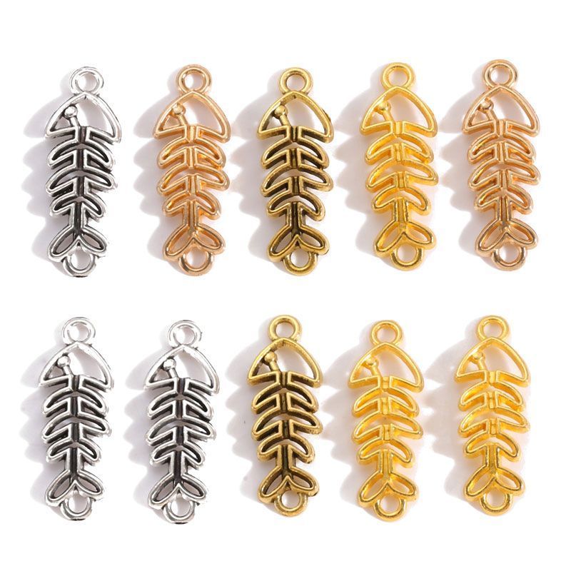 5PCS Fish Bone Charm for Jewelry Making Findings 11x30mm