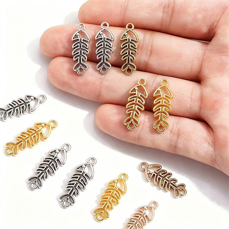 5PCS Fish Bone Charm for Jewelry Making Findings 11x30mm