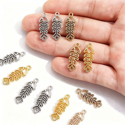 5PCS Fish Bone Charm for Jewelry Making Findings 11x30mm