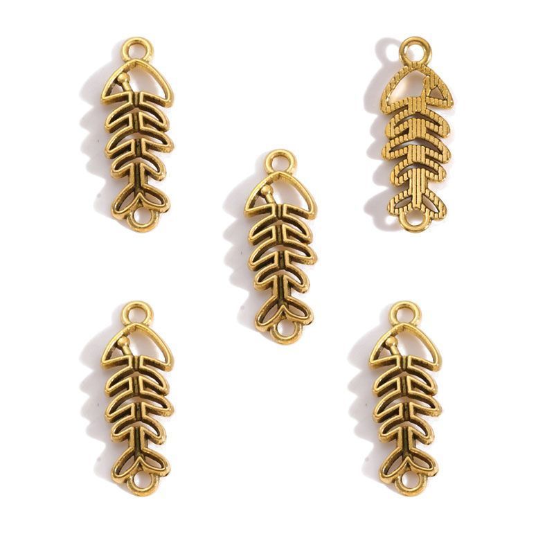 5PCS Fish Bone Charm for Jewelry Making Findings 11x30mm