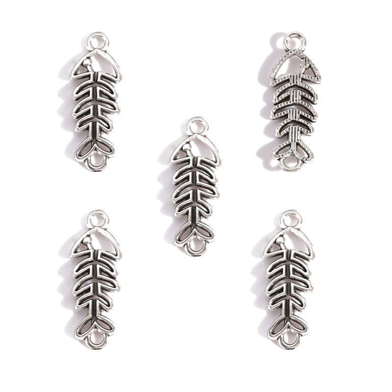 5PCS Fish Bone Charm for Jewelry Making Findings 11x30mm