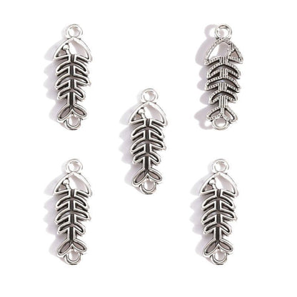 5PCS Fish Bone Charm for Jewelry Making Findings 11x30mm