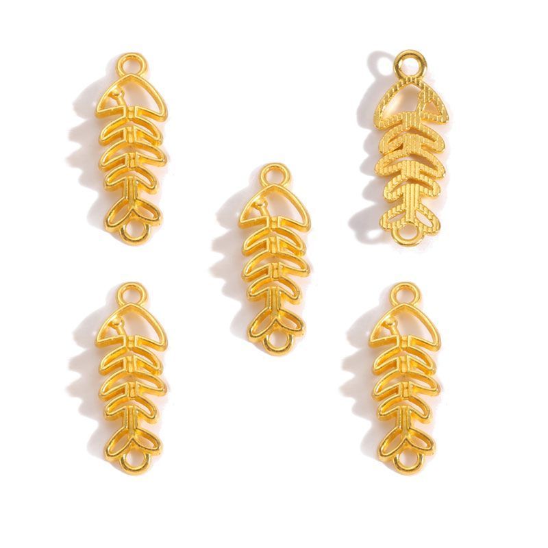 5PCS Fish Bone Charm for Jewelry Making Findings 11x30mm