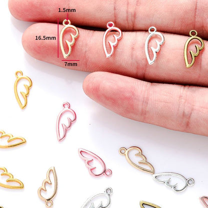 50PCS Angel Wing Charm for Jewelry Making Findings 7x16mm