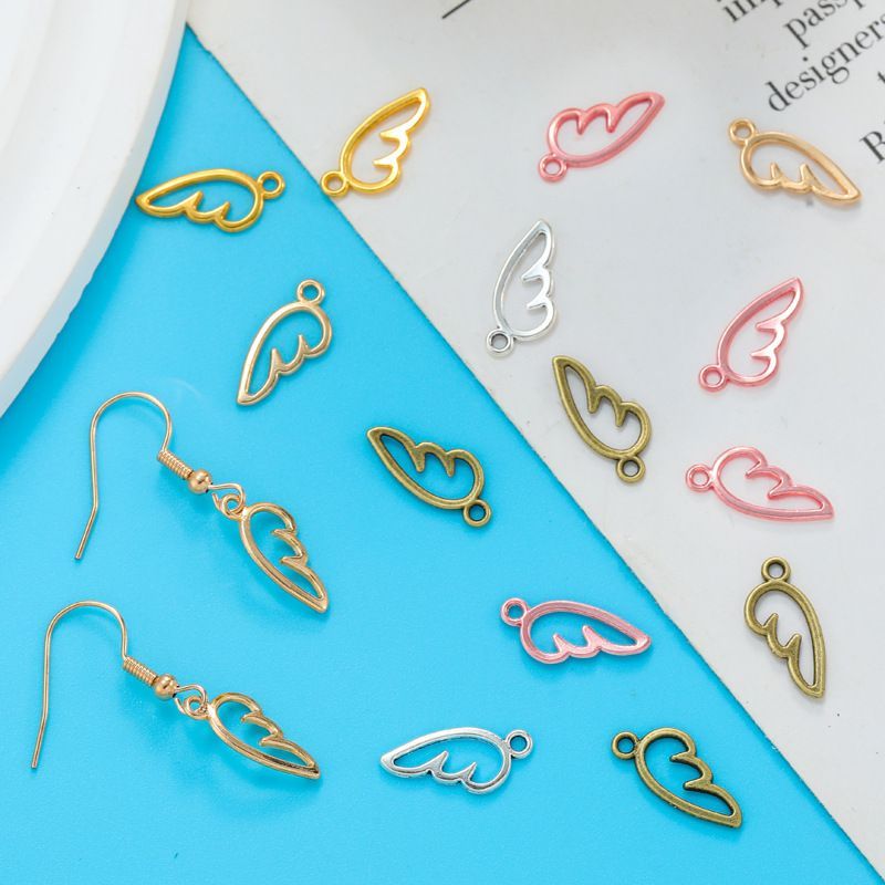 50PCS Angel Wing Charm for Jewelry Making Findings 7x16mm