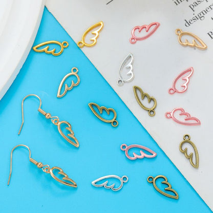 50PCS Angel Wing Charm for Jewelry Making Findings 7x16mm