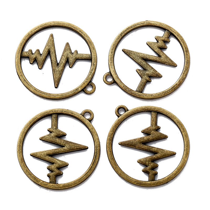 8PCS Heart Beat Charm for Jewelry Making Findings 25x30mm