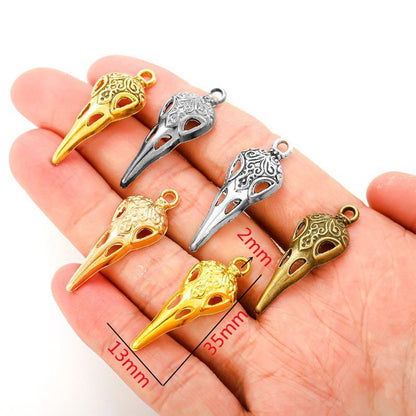 10PCS Raven Skull Charm for Jewelry Making Findings 13x35mm