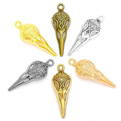 10PCS Raven Skull Charm for Jewelry Making Findings 13x35mm