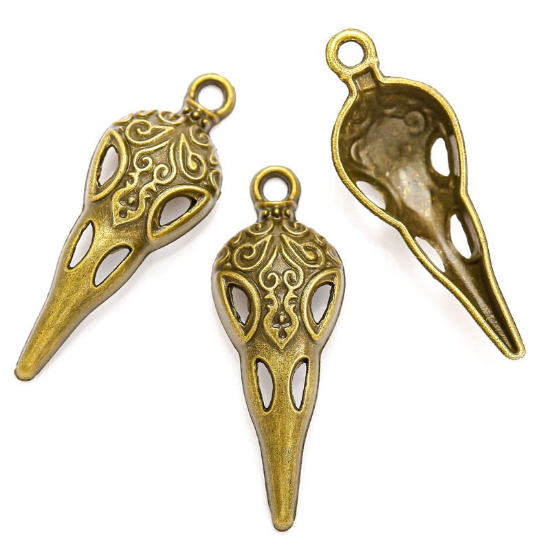 10PCS Raven Skull Charm for Jewelry Making Findings 13x35mm