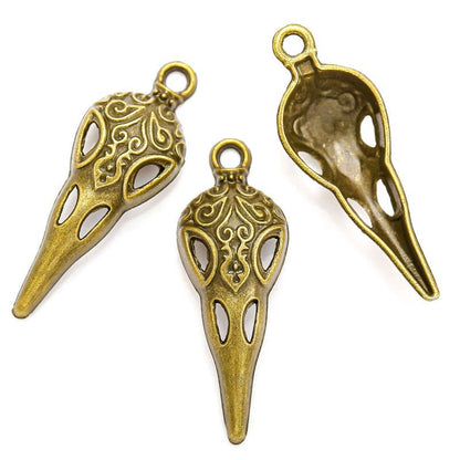 10PCS Raven Skull Charm for Jewelry Making Findings 13x35mm