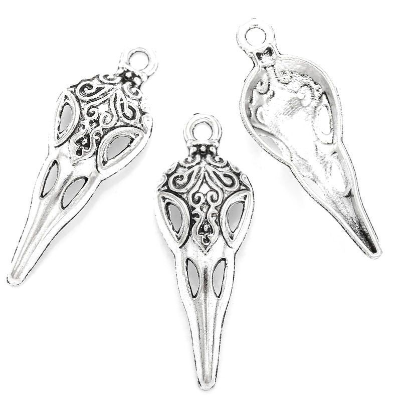 10PCS Raven Skull Charm for Jewelry Making Findings 13x35mm