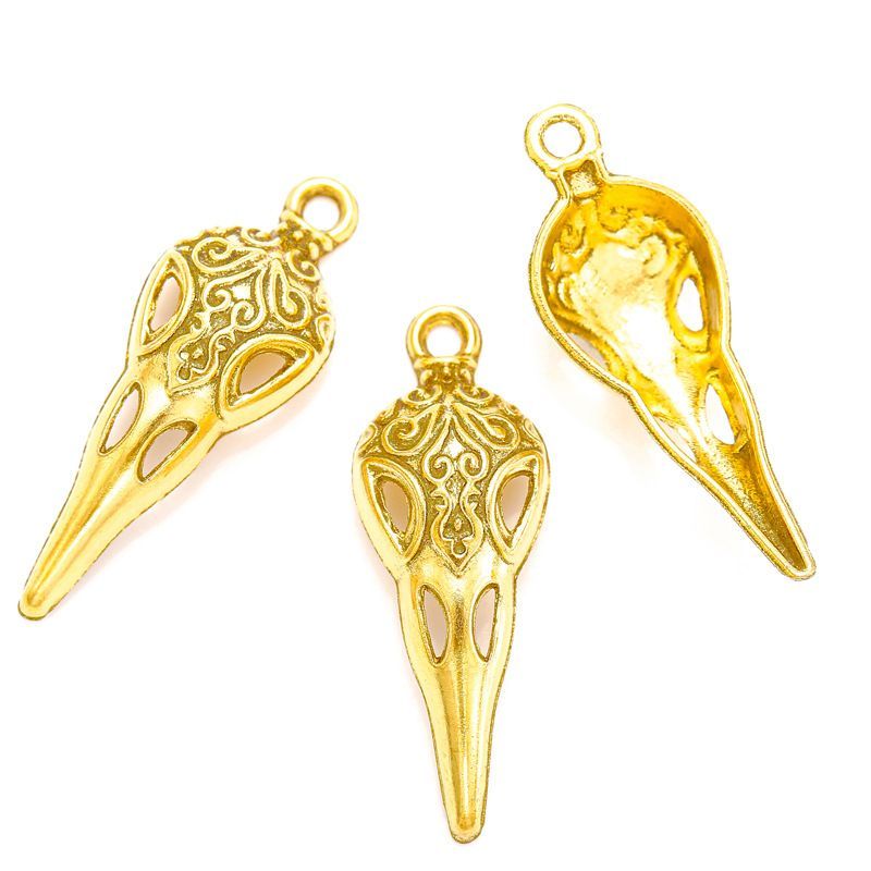 10PCS Raven Skull Charm for Jewelry Making Findings 13x35mm