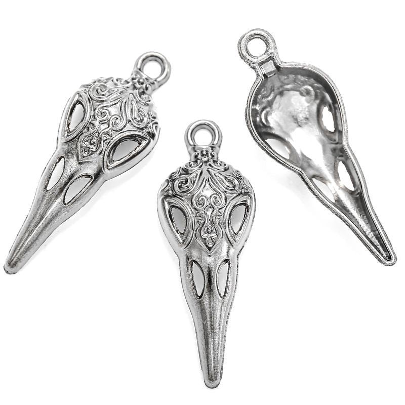 10PCS Raven Skull Charm for Jewelry Making Findings 13x35mm