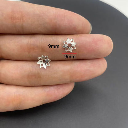 20PCS Different Silver Color Flower Shape Cap for Jewelry Making Findings