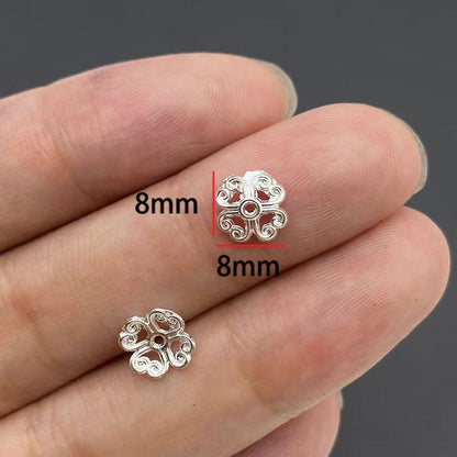 20PCS Different Silver Color Flower Shape Cap for Jewelry Making Findings