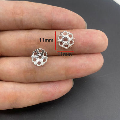 20PCS Different Silver Color Flower Shape Cap for Jewelry Making Findings