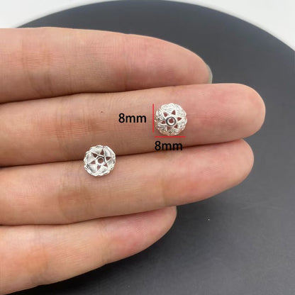 20PCS Different Silver Color Flower Shape Cap for Jewelry Making Findings