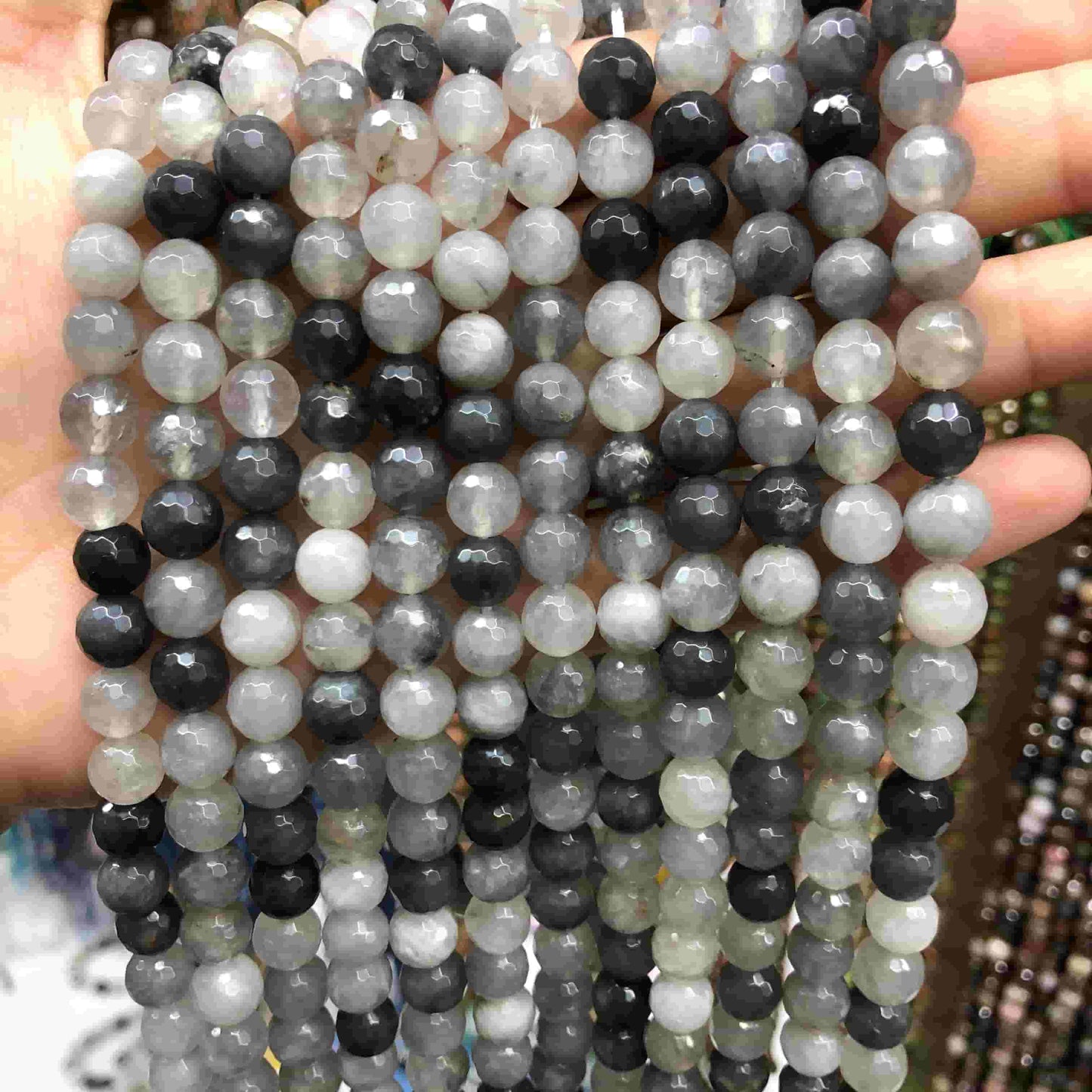 Round Faceted Beads Crystal/Quartz/Jasper/Agate 6mm 8mm 10mm