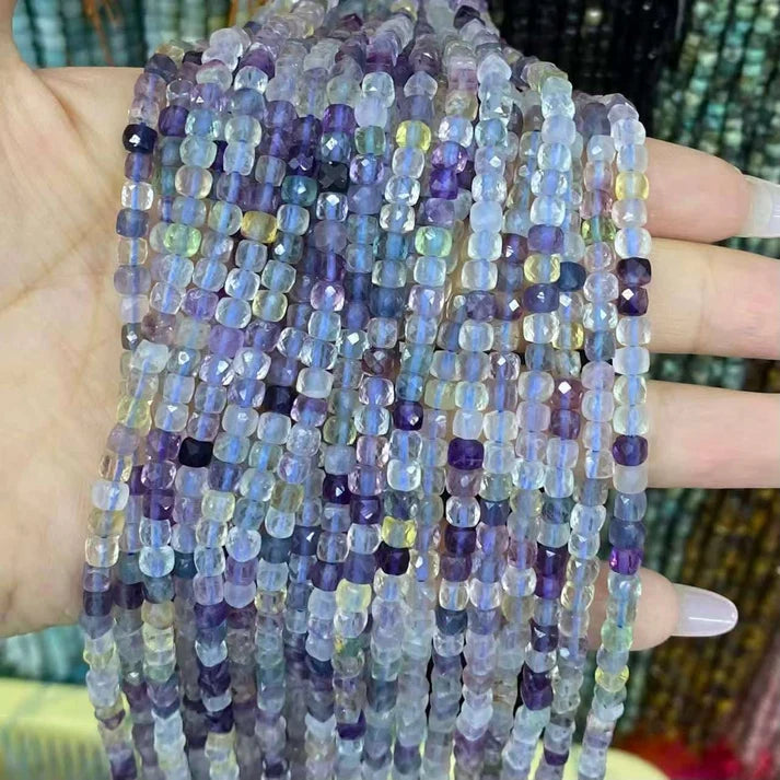 Cube Shape Fluorite Beads