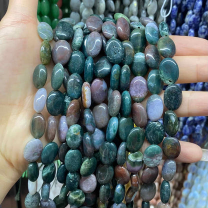 Smooth Flat Oval Beads 10x14mm Quartz/Jasper/Agate/Crystal