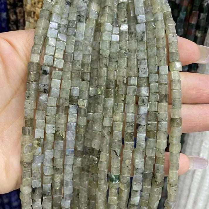 Cube Shape Labradorite Beads