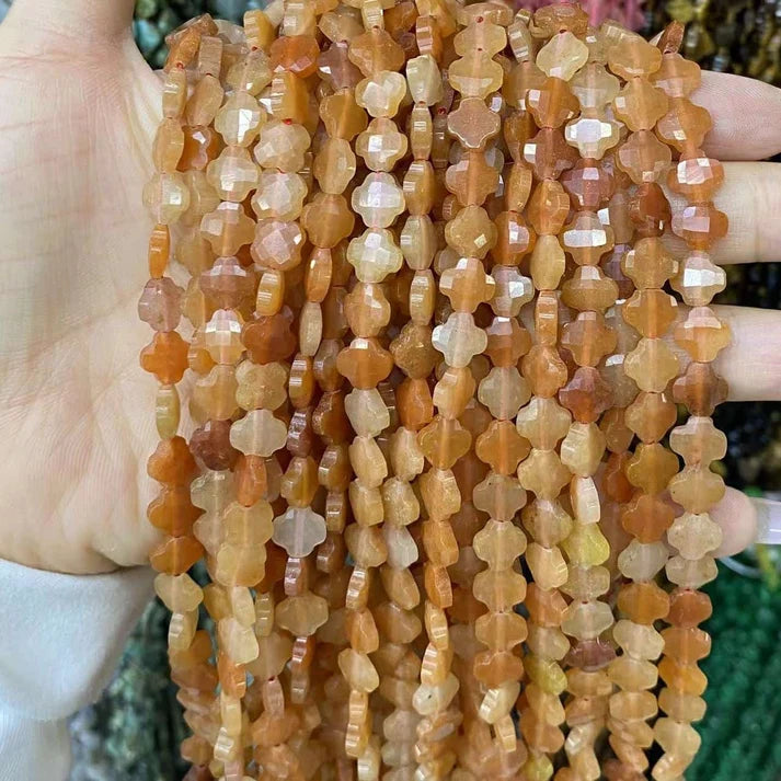 Leaf Clover Shape Aventurine Beads