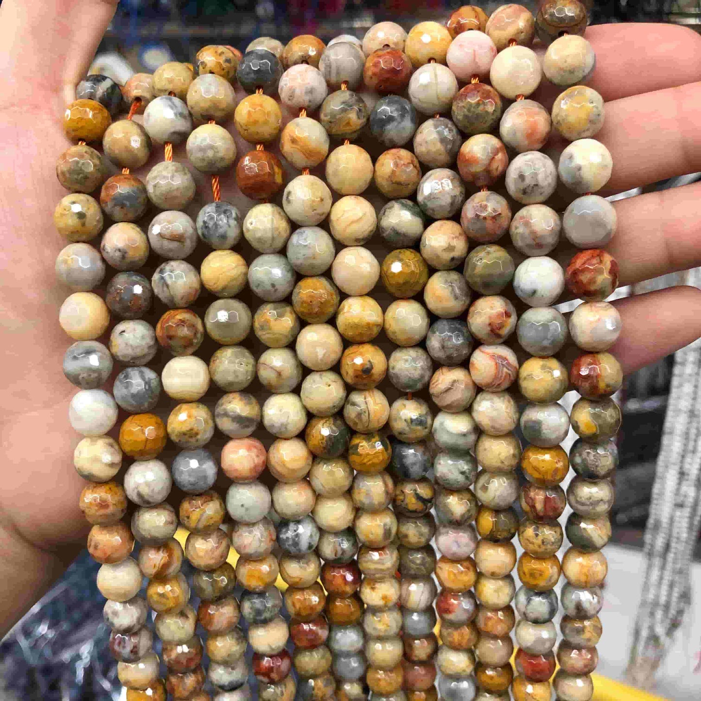 Round Faceted Beads Crystal/Quartz/Jasper/Agate 6mm 8mm 10mm