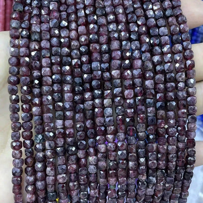 Cube Shape Garnet Beads