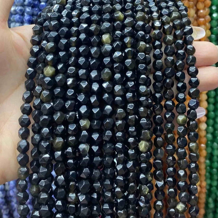 Diamond Shape Obsidian Beads