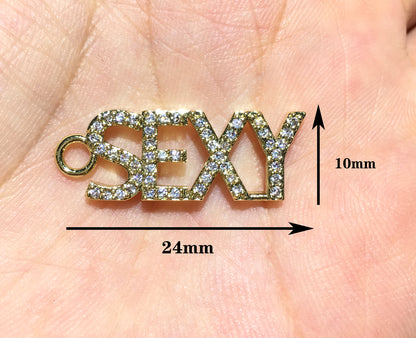1PCS Brass Cubic Zirconia Vocabulary Slogan Charm