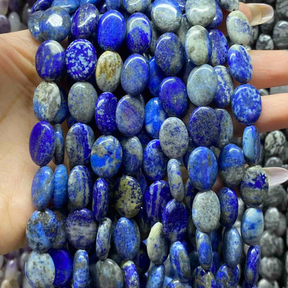 Smooth Flat Oval Beads 10x14mm Quartz/Jasper/Agate/Crystal