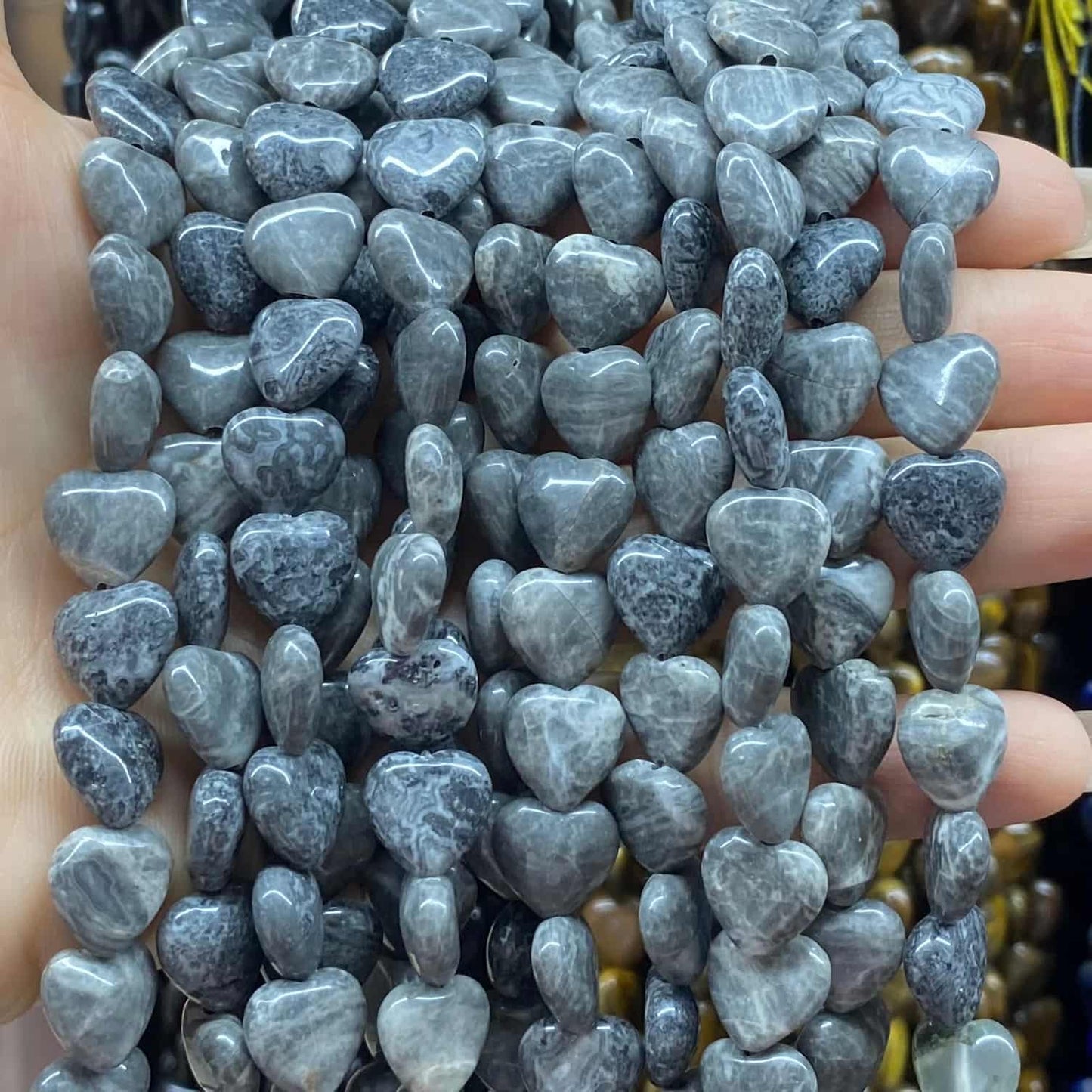 Smooth Heart Shape Beads 10mm/15mm Quartz/Jasper/Agate/Crystal