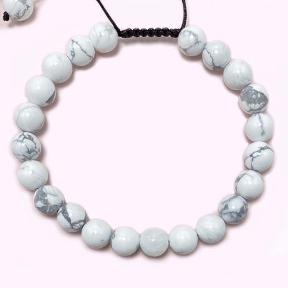 Howlite to Help Lower Stress & Anxiety Level Braided Rope Crystal Bracelet