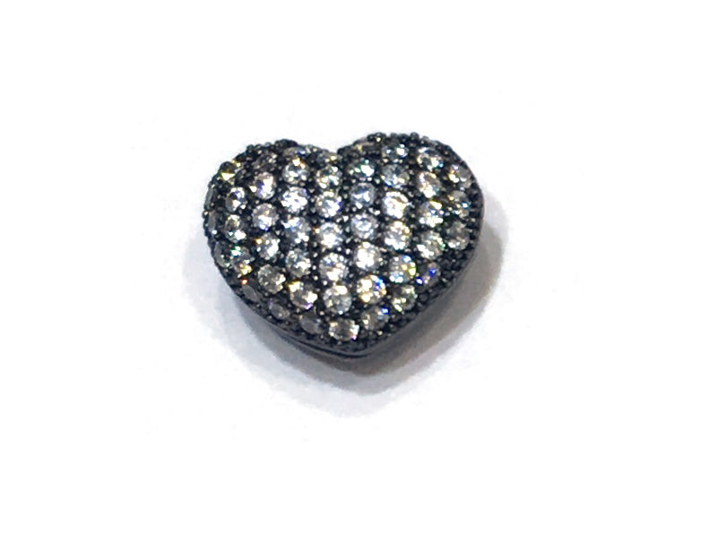 1PCS Brass Cubic Zirconia Heart Beads