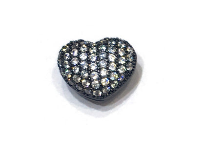 1PCS Brass Cubic Zirconia Heart Beads
