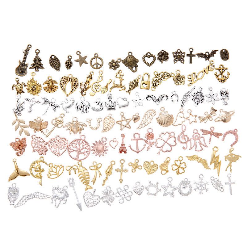 100PCS Assorted Prewter Charms for Jewelry Making
