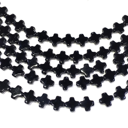 Cross Shape Black Onyx Beads