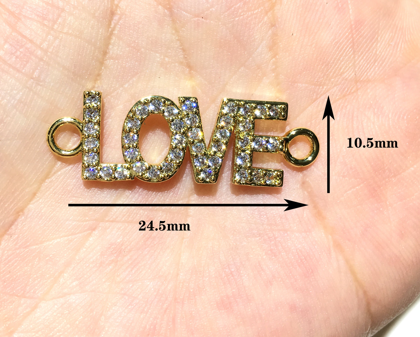 1PCS Brass Cubic Zirconia Vocabulary Slogan Charm