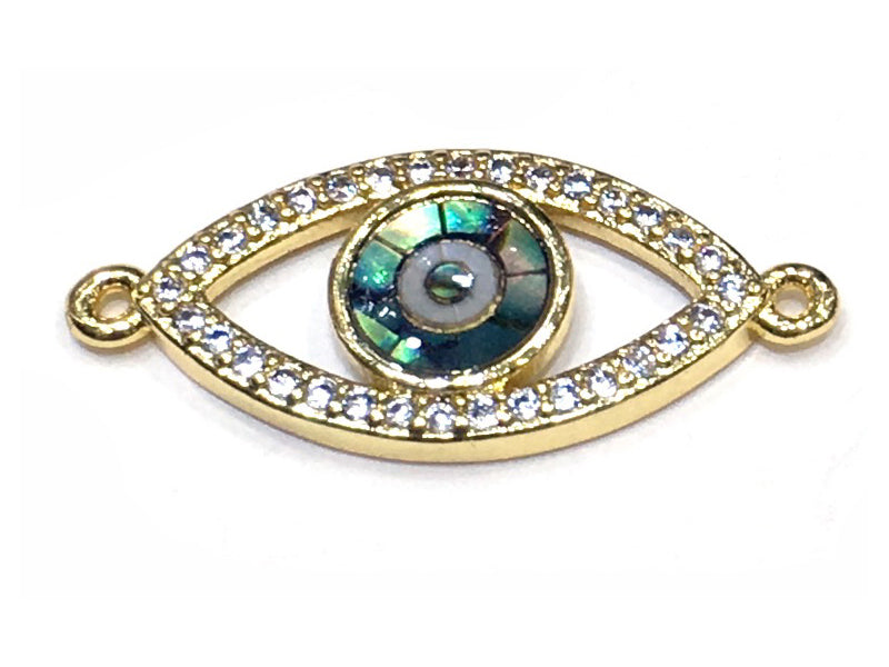 1PCS Brass Cubic Zirconia Evil Eyes Beads