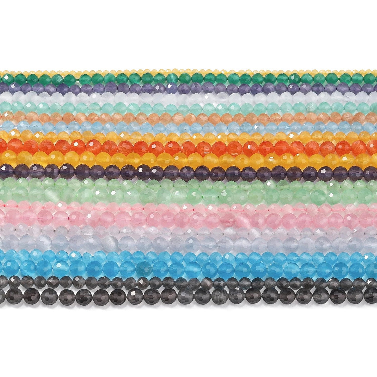 Tiny Cat's Eye Beads Faceted Round Beads