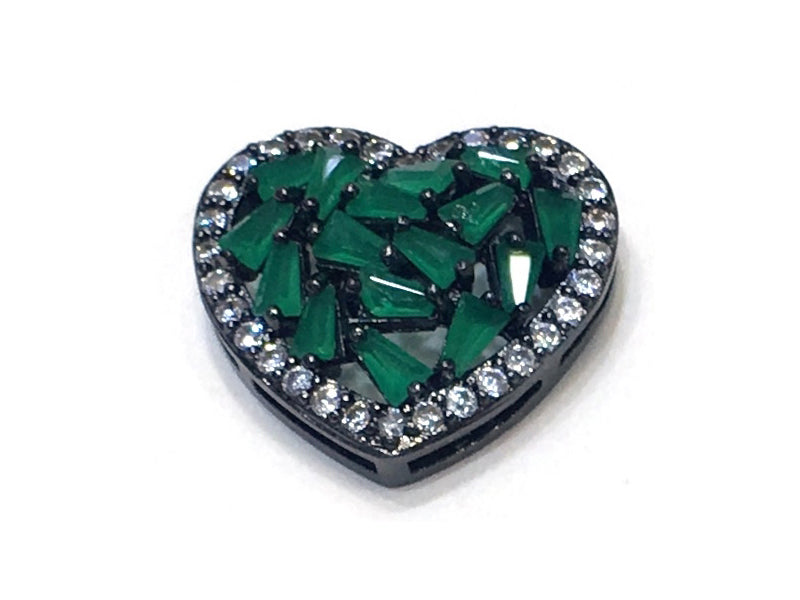 1PCS Brass Cubic Zirconia Heart Accessories