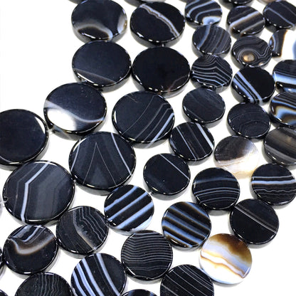 Coin Shape Black Onyx Beads