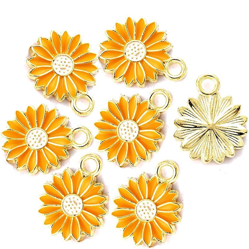 10PCS Colorful Flower Jewelry Making Findings Charm 14x14mm