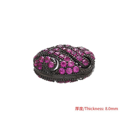 1PCS Brass Cubic Zirconia Colorful Flat Beads